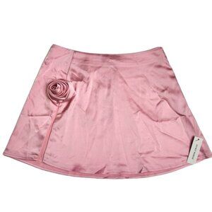 NEW For Love & Lemons Skye Floral Side Rosette Pink Slit Mini Skirt